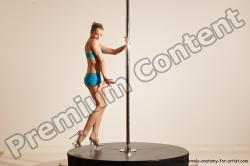 Underwear Gymnastic poses Woman White Moving poses Slim long blond Dynamic poses Academic